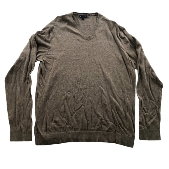 Gap Mens Sweater Size XL V-Neck Cotton Long Sleeve Brown Knit Classic Casual - Picture 1 of 9